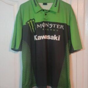 Monster Energy Kawasaki Polo Shirt 2XL – Branded Buttons – Motorsports
